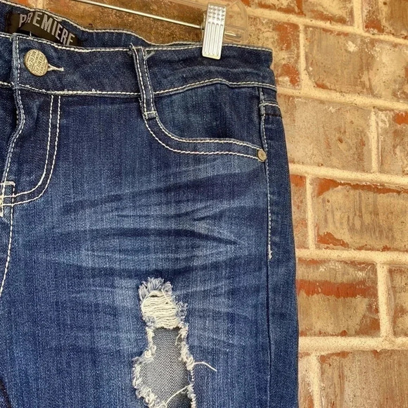 Premiere Distressed Bling Cross Pocket Jeans - Picture 3 of 12